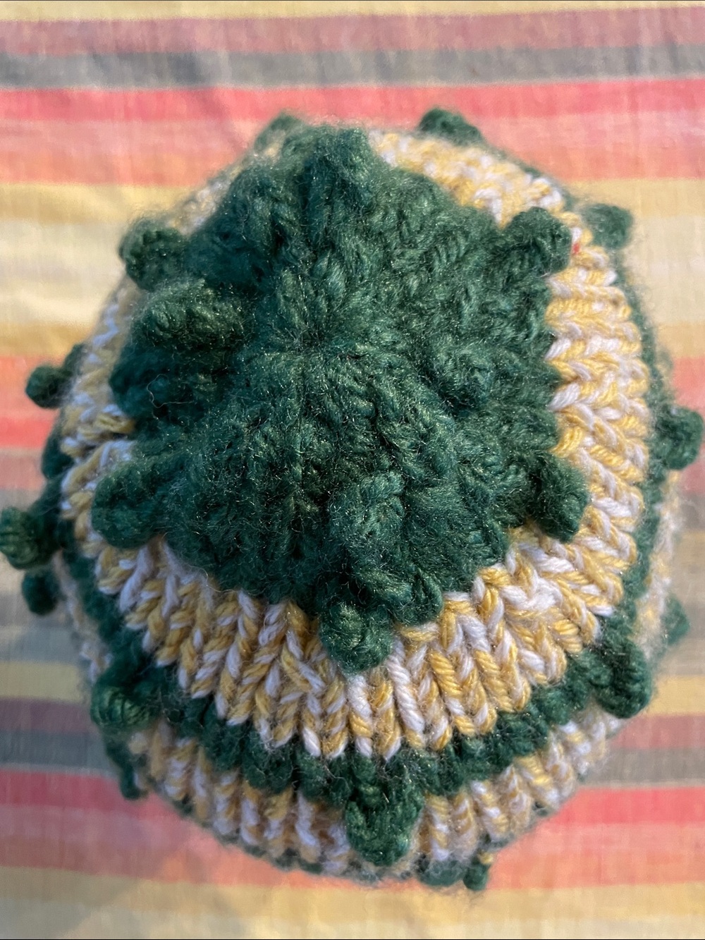 Handmade Green and Cream Knit Decorative Accent - Home Accents